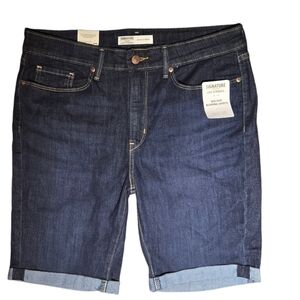 NWT Levi Strauss Denim Bermuda Shorts, MidRise Dark wash Womens 10